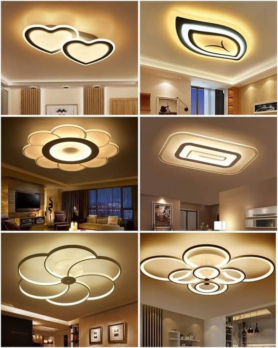 Plafond moderne en staff avec éclairage LED